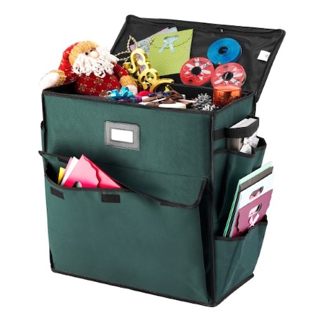 Hastings Home Gift Bag Organizer, 20" Storage Tote with 4 Pockets for Wrap, Tissue Paper, Ribbon, Boxes and Cards 909791QBD